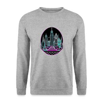 Futuristische Stadt - Unisex Pullover - Weißgrau meliert - Vorne - Alina (178cm) & Michal (187cm)