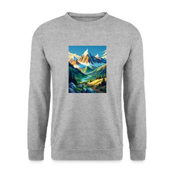 Mountain beauty with trees and a river - Unisex Sweatshirt - salt & pepper - Front - Alina (178cm) & Michal (187cm)