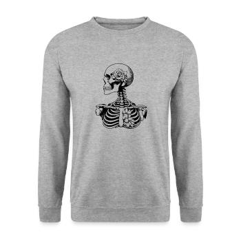 Skelett Blumen - Unisex Pullover - Weißgrau meliert - Vorne - Alina (178cm) & Michal (187cm)