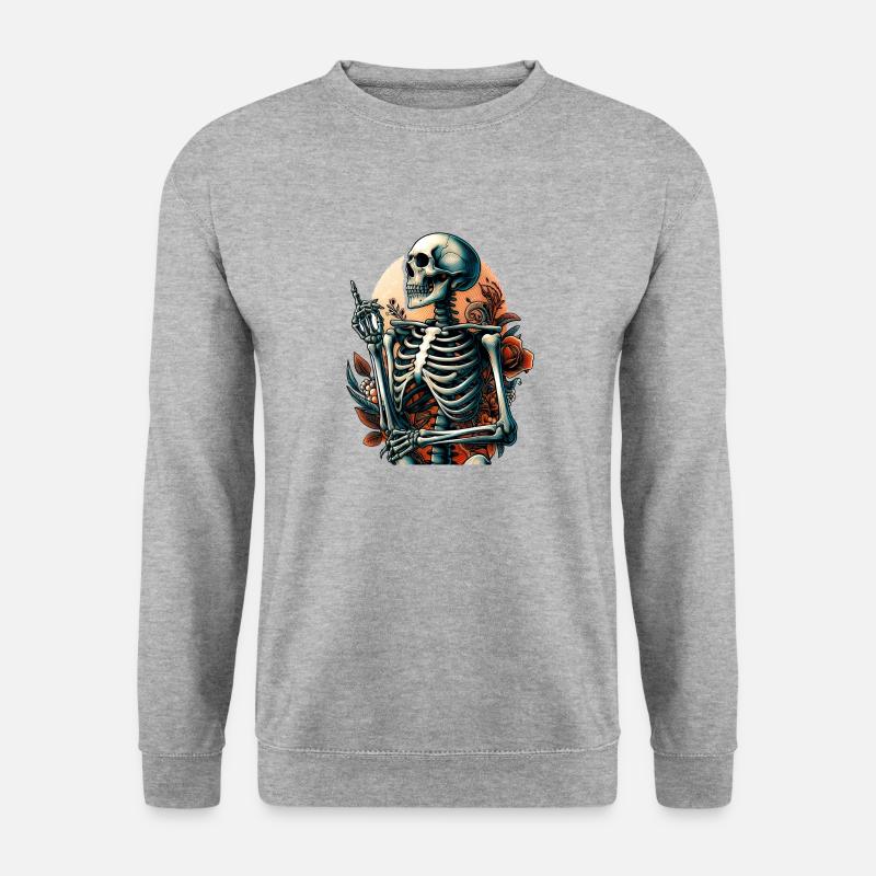 Skelett - Knochen - Unisex Pullover - Weißgrau meliert