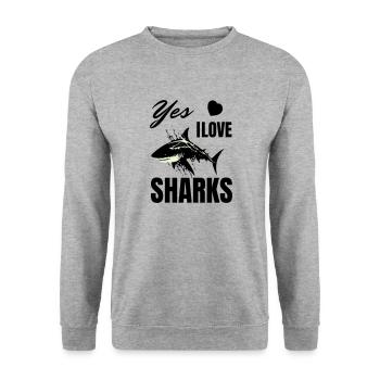 I Love Sharks - Funny Shark Motif for Shark Fans - Unisex Sweatshirt - salt & pepper - Front - Alina (178cm) & Michal (187cm)