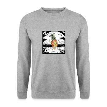 Vacances Tropicales : Ananas Festif à la Plage - Sweat-shirt Unisexe - gris chiné - Devant - Alina (178cm) & Michal (187cm)