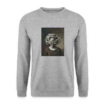 Zu viele Drähte - Unisex Pullover - Weißgrau meliert - Vorne - Alina (178cm) & Michal (187cm)