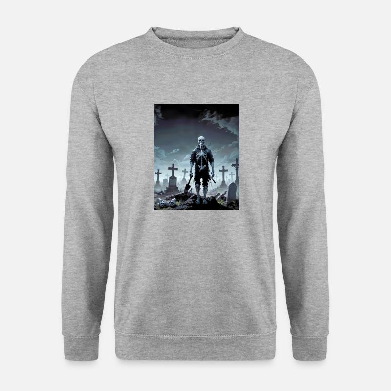 evil skeleton at a cemetery monster dark horror - Unisex Sweatshirt - salt & pepper