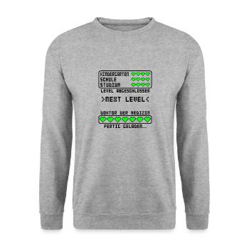 Doktortitel Doktor der Medizin Med bestanden - Unisex Pullover - Weißgrau meliert - Vorne - Alina (178cm) & Michal (187cm)