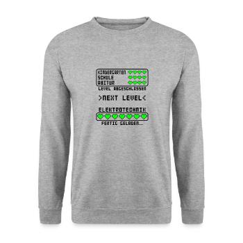 Bachelor in Elektrotechnik of Science bestanden - Unisex Pullover - Weißgrau meliert - Vorne - Alina (178cm) & Michal (187cm)