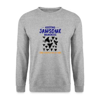 Haifischzähne Sammler Fossilienjagd Paläontologie - Unisex Pullover - Weißgrau meliert - Vorne - Alina (178cm) & Michal (187cm)