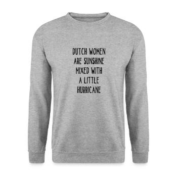 Dutch Women Are Sunshine Mixed With A Hurricane - Unisex Pullover - Weißgrau meliert - Vorne - Alina (178cm) & Michal (187cm)