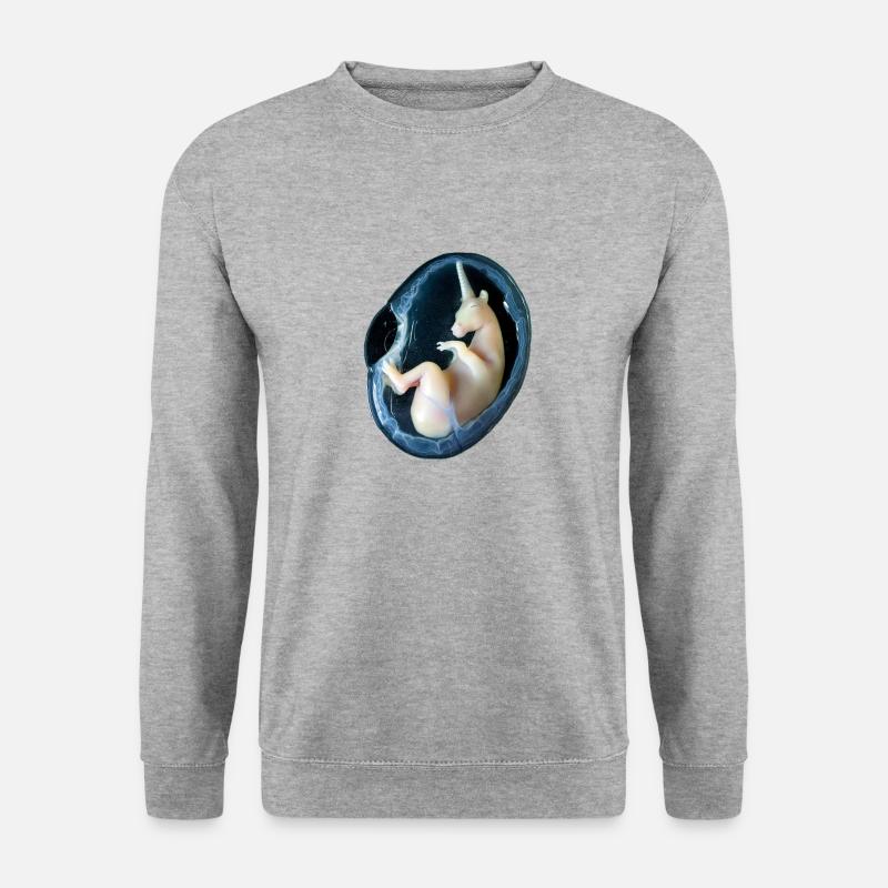 Einhorn-Embryo 3 - Unisex Pullover - Weißgrau meliert