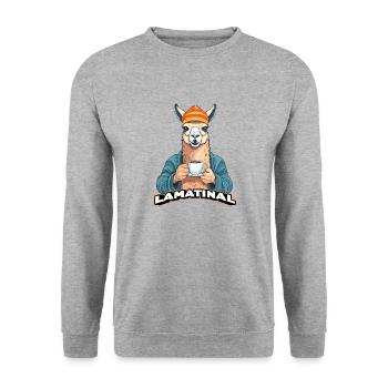 Lamatinal - Sweat-shirt Unisexe - gris chiné - Devant - Alina (178cm) & Michal (187cm)