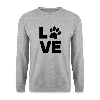 pfote love - Unisex Pullover - Weißgrau meliert - Vorne - Alina (178cm) & Michal (187cm)