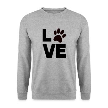 pfote love - Unisex Pullover - Weißgrau meliert - Vorne - Alina (178cm) & Michal (187cm)