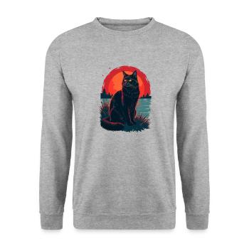 cat in the dark - Sweat-shirt Unisexe - gris chiné - Devant - Alina (178cm) & Michal (187cm)