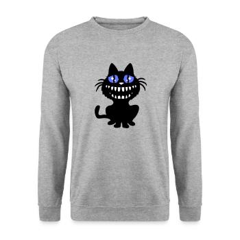 Crazy Monster Cat Halloween Horreur Dents Fun - Sweat-shirt Unisexe - gris chiné - Devant - Alina (178cm) & Michal (187cm)