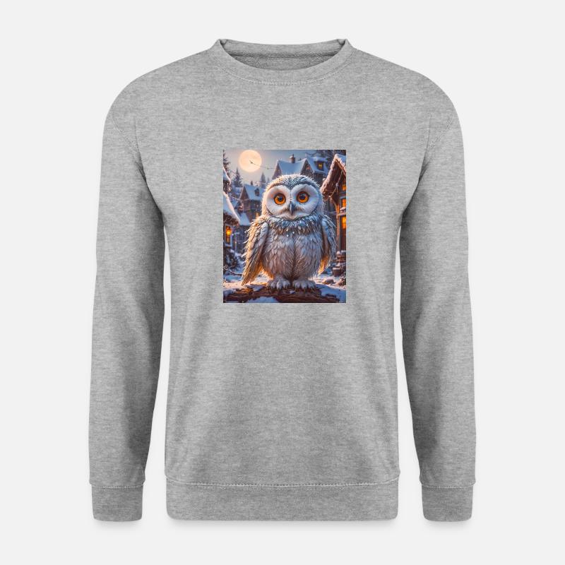 Super süße Vögel – Schneeeule - Unisex Pullover - Weißgrau meliert