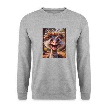 Oiseaux super mignons autour du monde – Autruche - Sweat-shirt Unisexe - gris chiné - Devant - Alina (178cm) & Michal (187cm)