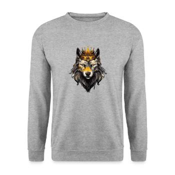 Wolf Animal Crown - Unisex Sweatshirt - salt & pepper - Front - Alina (178cm) & Michal (187cm)