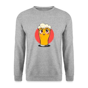 Manga-Bier - Unisex Pullover - Weißgrau meliert - Vorne - Alina (178cm) & Michal (187cm)