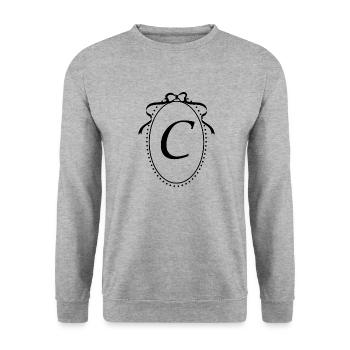 Vintage Letter c Ribbon - Gift Idea - Unisex Sweatshirt - salt & pepper - Front - Alina (178cm) & Michal (187cm)