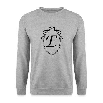 Vintage Letter E Ribbon - Gift Idea - Unisex Sweatshirt - salt & pepper - Front - Alina (178cm) & Michal (187cm)