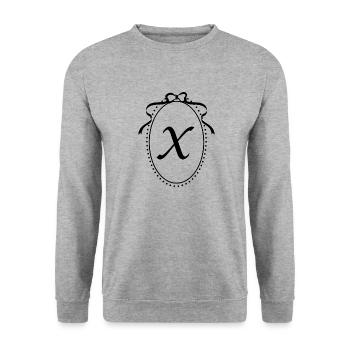 Vintage Letter x Ribbon - Gift Idea - Unisex Sweatshirt - salt & pepper - Front - Alina (178cm) & Michal (187cm)