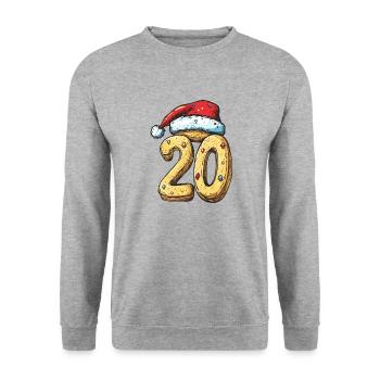 20 Zahl Weihnachten - Unisex Pullover - Weißgrau meliert - Vorne - Alina (178cm) & Michal (187cm)