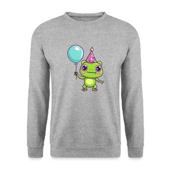 Frog Birthday Comic Cute - Unisex Sweatshirt - salt & pepper - Front - Alina (178cm) & Michal (187cm)