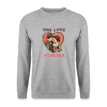 Ewige Liebe - Unisex Pullover - Weißgrau meliert - Vorne - Alina (178cm) & Michal (187cm)
