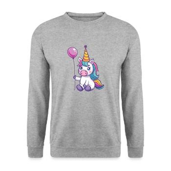 Unicorn Birthday Cute - Unisex Sweatshirt - salt & pepper - Front - Alina (178cm) & Michal (187cm)