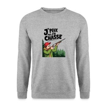 J'peux pas j'ai chasse - Sweat-shirt Unisexe - gris chiné - Devant - Alina (178cm) & Michal (187cm)