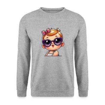 baby girl - Unisex Sweatshirt - salt & pepper - Front - Alina (178cm) & Michal (187cm)