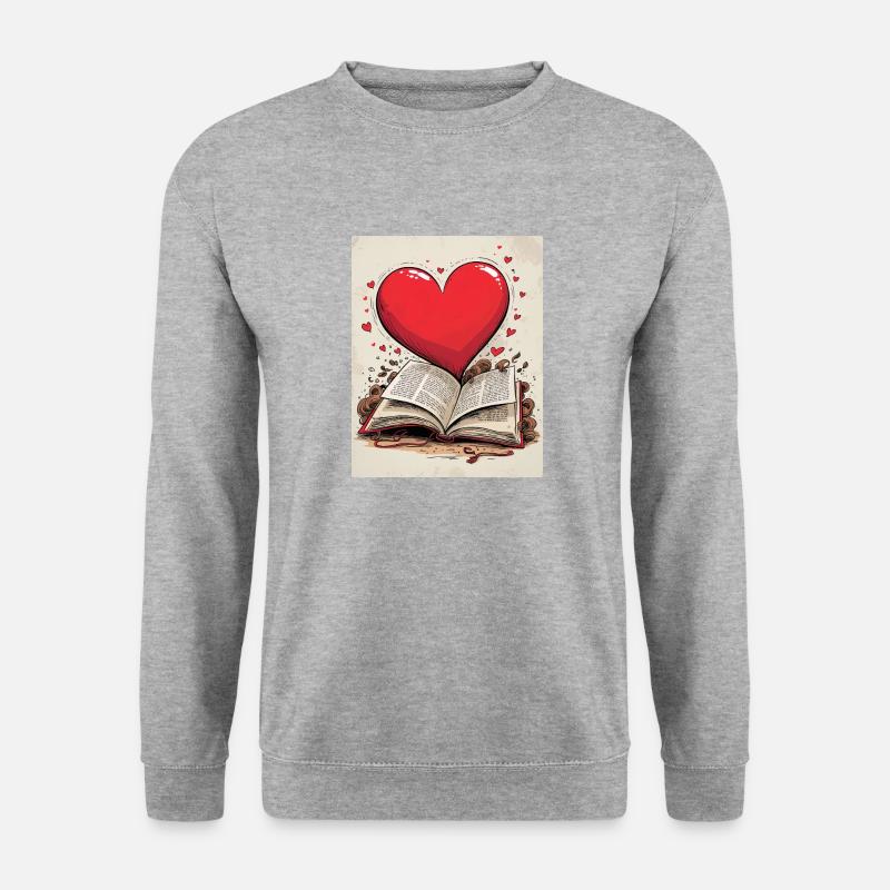 Liebesbuch - Unisex Pullover - Weißgrau meliert
