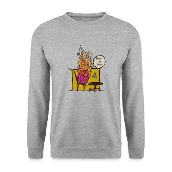 Burning Brain Meme This Is Fine Saying - Unisex Sweatshirt - salt & pepper - Front - Alina (178cm) & Michal (187cm)