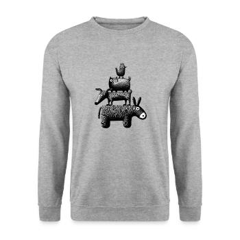 Stadtmusikanten "schwarz" - Unisex Pullover - Weißgrau meliert - Vorne - Alina (178cm) & Michal (187cm)