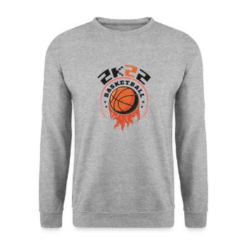 2K22 Basketball - Flaming Hoop Design - Unisex Sweatshirt - salt & pepper - Front - Alina (178cm) & Michal (187cm)