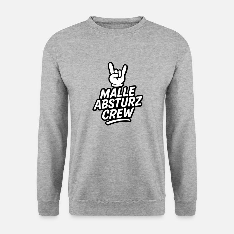 Malle Absturz Crew - Unisex Pullover - Weißgrau meliert