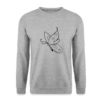 Butterfly Lineart Animal - Unisex Sweatshirt - salt & pepper - Front - Alina (178cm) & Michal (187cm)