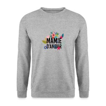 mamie d amour, Mamie d’amour , cadeau fete des - Unisex Sweatshirt - salt & pepper - Front - Alina (178cm) & Michal (187cm)