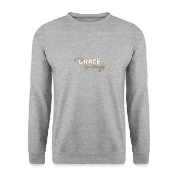 Christliches Design Seine Gnade ist genug - Unisex Pullover - Weißgrau meliert - Vorne - Alina (178cm) & Michal (187cm)