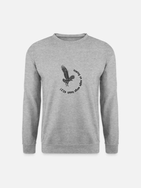 Christliches Design auf Adlerflügeln Jesaja 40 - Unisex Pullover - Weißgrau meliert