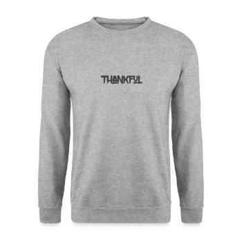 Christliches Design dankbar - Unisex Pullover - Weißgrau meliert - Vorne - Alina (178cm) & Michal (187cm)