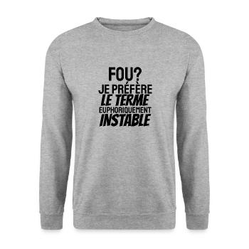 fou - Sweat-shirt Unisexe - gris chiné - Devant - Alina (178cm) & Michal (187cm)