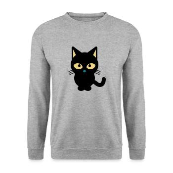 KATZE KATZEN STUBENTIGER HAUSTIER GESCHENK T-SHIRT - Unisex Pullover - Weißgrau meliert - Vorne - Alina (178cm) & Michal (187cm)
