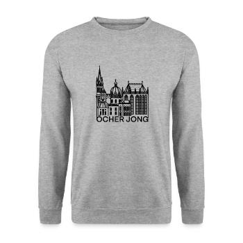 Ville d’Aix-la-Chapelle, Cathédrale, Amour, Eglise, Öcher Jong - Sweat-shirt Unisexe - gris chiné - Devant - Alina (178cm) & Michal (187cm)