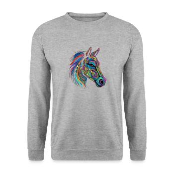 show jumping horseman sports falkenstein - Unisex Pullover - Weißgrau meliert - Vorne - Alina (178cm) & Michal (187cm)