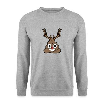Poop Emoji Reindeer Merry Christmas Holiday Xmas - Unisex Sweatshirt - salt & pepper - Front - Alina (178cm) & Michal (187cm)