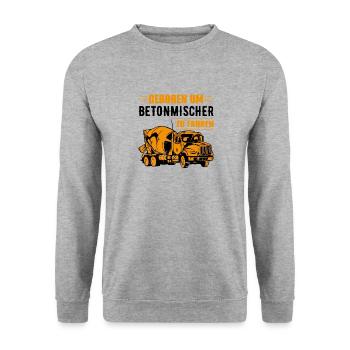 Geboren um betonmischer zu fahren LKW - Unisex Pullover - Weißgrau meliert - Vorne - Alina (178cm) & Michal (187cm)