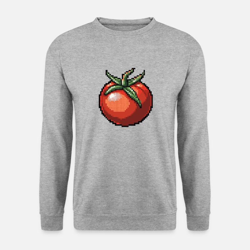 Tomate Pixel Symbol - Unisex Pullover - Weißgrau meliert