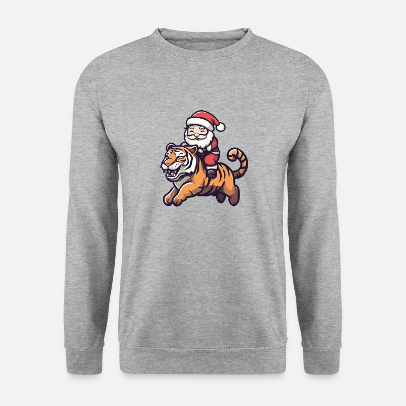 Tiger Weihnachtsmann - Unisex Pullover - Weißgrau meliert