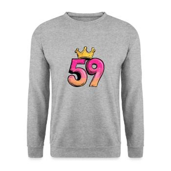 59 Nombre Couronne - Sweat-shirt Unisexe - gris chiné - Devant - Alina (178cm) & Michal (187cm)